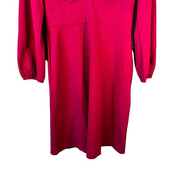 Donna Morgan New Womens Long Sleeve V Neck Fit and Flare Dress Hot Pink 4 Preppy - Picture 7 of 14